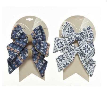 BOW POLYESTER ON CLIP 2COL ASSASSORTEDL16.00-W16.00-H2.00CM
