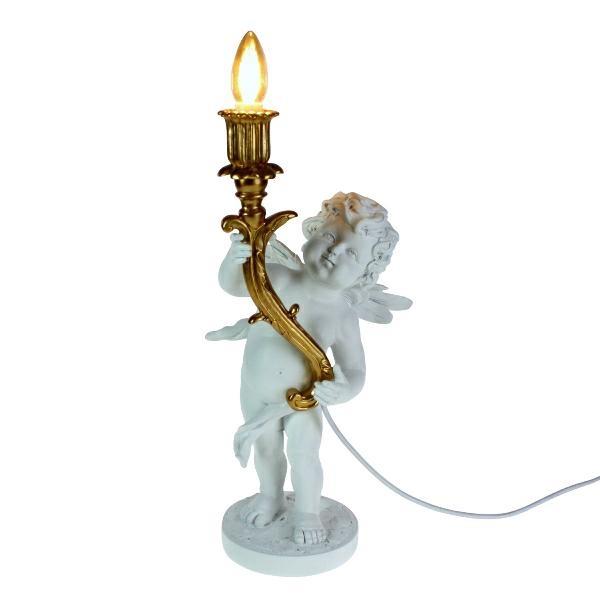 LAMPADA DA TAVOLO ANGEL BIANCO/ORO CM. 23x22x49