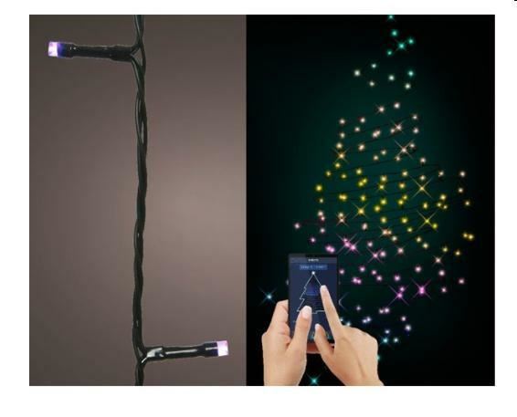 CATENA LUCE MULTICOLOR 100LED FILO NERO MT.9,9 APP CONTROL
