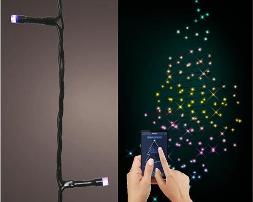 CATENA LUCE MULTICOLOR 100LED FILO NERO MT.9,9 APP CONTROL