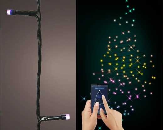 CATENA LUCE MULTICOLOR 100LED FILO NERO MT.9,9 APP CONTROL
