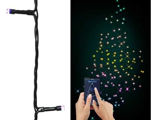 CATENA LUCE MULTICOLOR 100LED FILO NERO MT.9,9 APP CONTROL