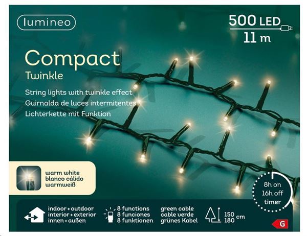 CATENA 500 LED TWINKLE COMPACT OUTDOOR C/VERDE L/CALDA 11 MT-en