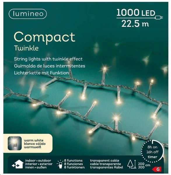 CATENA LUCE CALDA 1000LED MT.22,5 FILO TRASPAR. IP44 TIMER