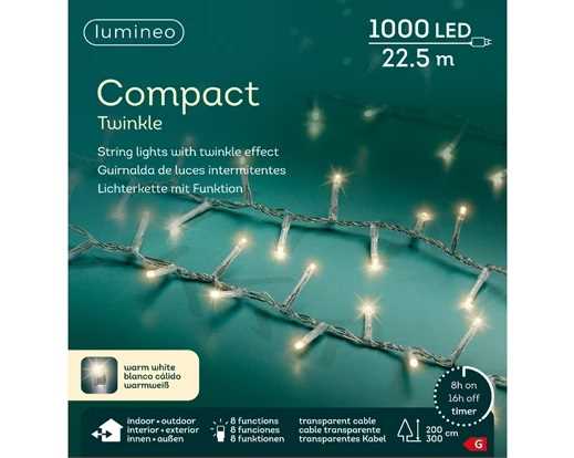 CATENA LUCE CALDA 1000LED MT.22,5 FILO TRASPAR. IP44 TIMER