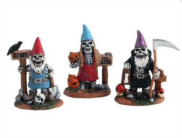 SKELETON GARDEN GNOMES, SET OF 3