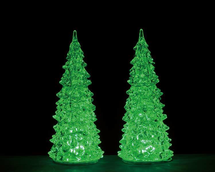 CRYSTAL LIGHTED TREE 3 COLOR CHANGEABLE MEDIUM SET OF 2 B/O
