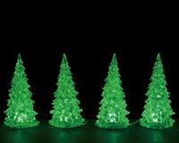 CRYSTAL LIGHTED TREE 3 COLOR CHANGEABLE SMALL SET OF 4 B/O (