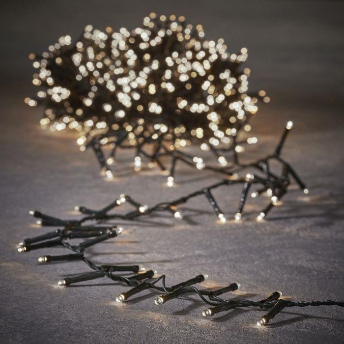 CATENA LUCE CALDA 550LED 11MT+3MT FILO NERO TIMER+8FUNZIONI