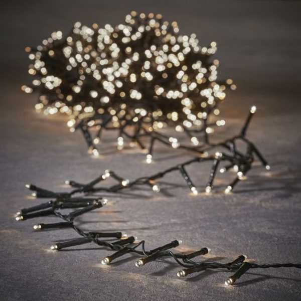 CATENA LUCE CALDA 550LED 11MT+3MT FILO NERO TIMER+8FUNZIONI