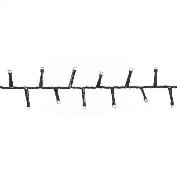 CATENA LUCE CALDA 550LED 11MT+3MT FILO NERO TIMER+8FUNZIONI