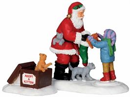 SANTA AND KITTENS, SET OF 2