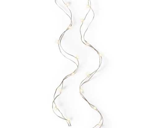 MICROLED A BATT. 40LED L.CALDA 1.95MT FILO SILVER TIMER 6H