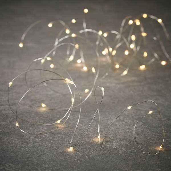 MICROLED A BATTERIA PIATTA 10 LED FILO METAL L.CALDA 100CM