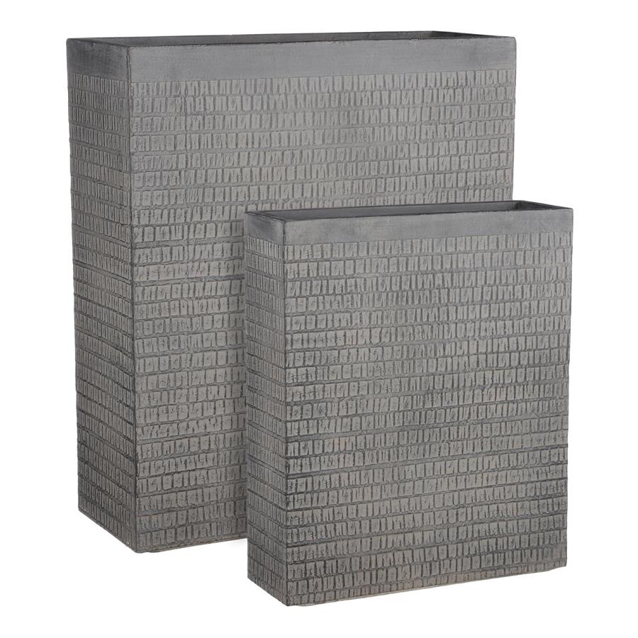 VASO RETTANGOLARE ALTO DA ESTERNO TALLIN GRIGIO CM.60X21XH72