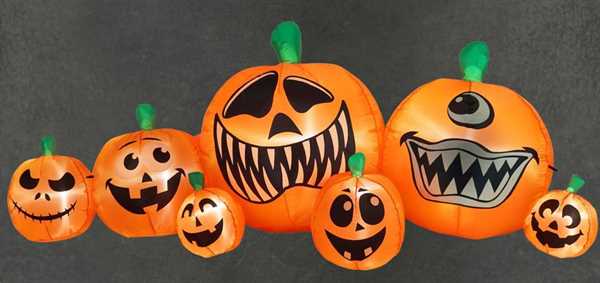GONFIABILE HALLOWEEN FAMIGLIA ZUCCHE ARANC 7LED IP44-L230W11