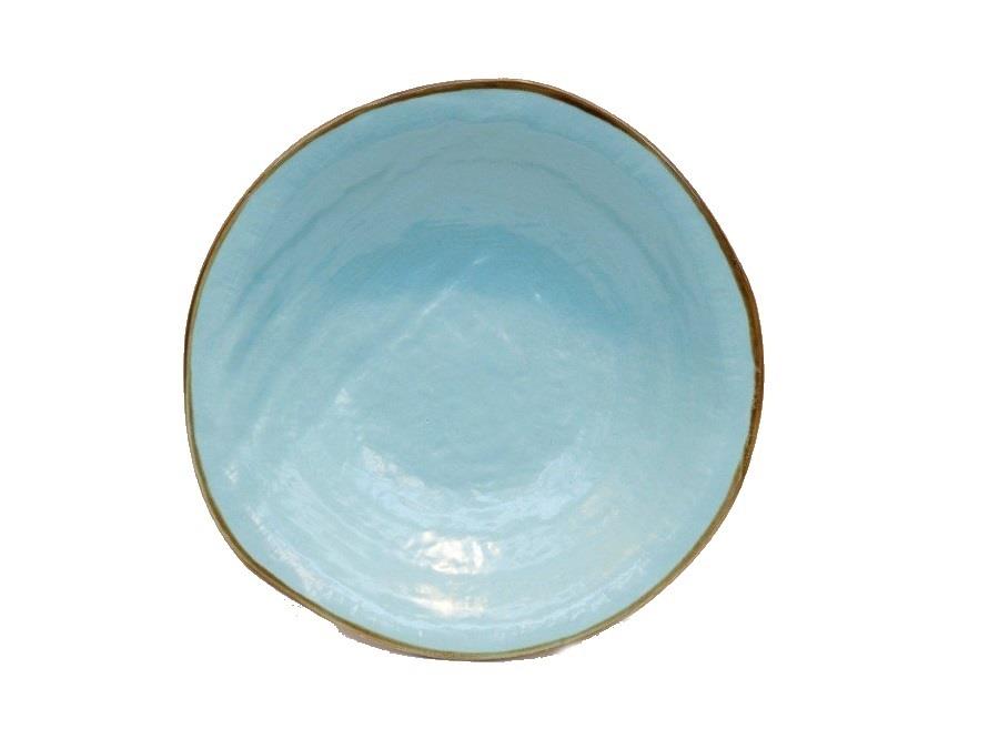 PIATTO FONDO MEDITERRANEO IN GRES CELESTE CM.Ø24