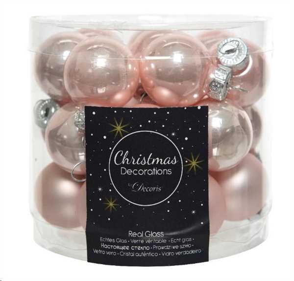 CONFEZIONE 24 PALLINE DI NATALE VETRO DIA2,5CM BLUSH PINK