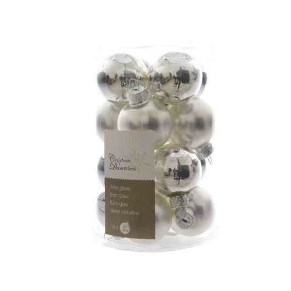 BOX 16 BAUBLES GLASS DIA3.50CM SILVER-en