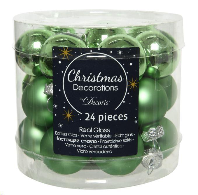CONFEZIONE 24 PALLINE NATALE VETRO DIA2,5CM MISTLETOE GREEN
