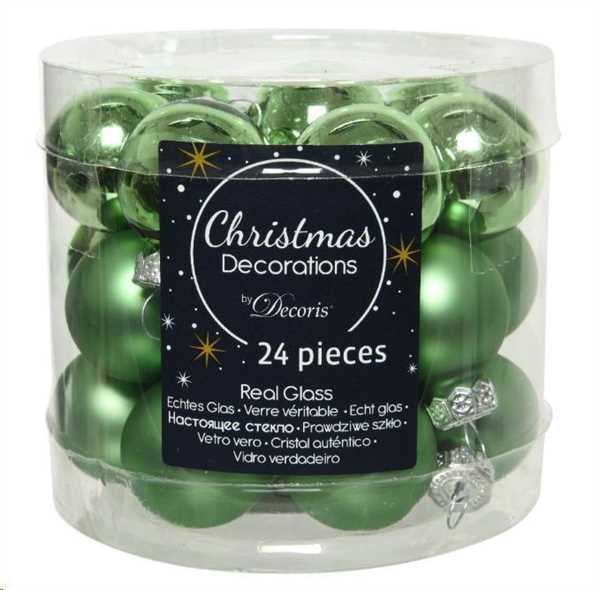 CONFEZIONE 24 PALLINE NATALE VETRO DIA2,5CM MISTLETOE GREEN