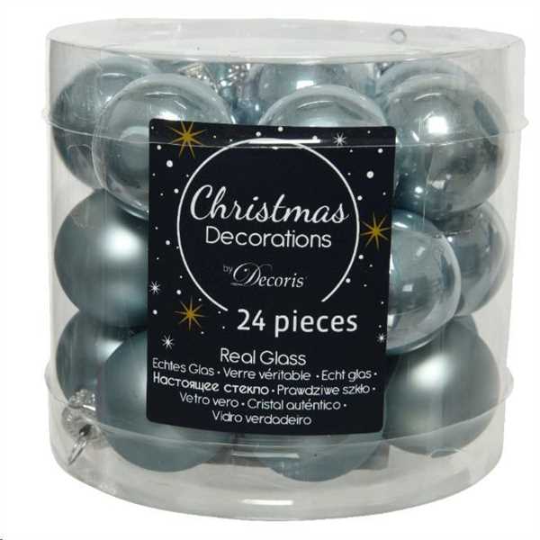 CONFEZIONE 24 PALLINE DI NATALE VETRO DIA2,5CM MISTY BLUE