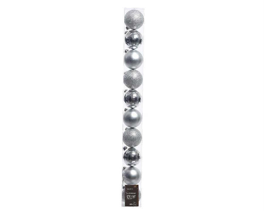 BOX  10 BAUBLES SHATTERPROOF DIA6CM SILVER-en