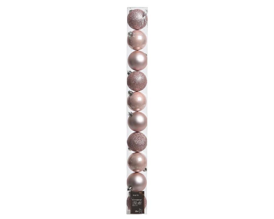 CONFEZIONE 10 PALLINE DI NATALE PLASTICA DIA6CM BLUSH PINK