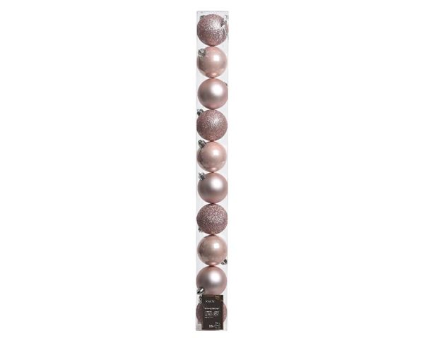 CONFEZIONE 10 PALLINE DI NATALE PLASTICA DIA6CM BLUSH PINK