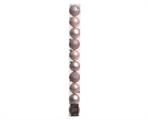 CONFEZIONE 10 PALLINE DI NATALE PLASTICA DIA6CM BLUSH PINK