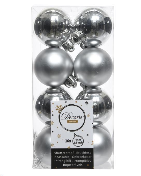 CONFEZIONE 16 PALLINE DI NATALE PLASTICA DIA4CM SILVER