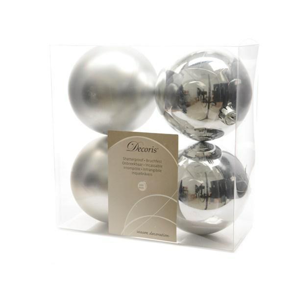 BOX 4 PALLINE PLASTICA DIA10CM SILVER