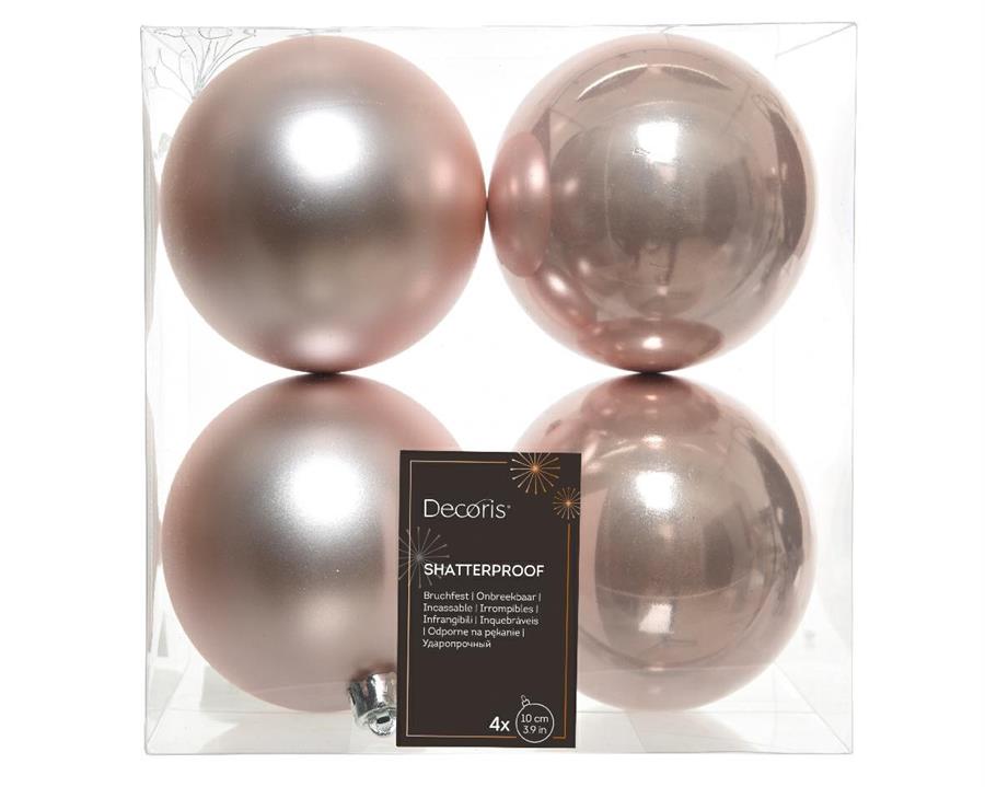 BOX 4 PALLINE PLASTICA DIA10CM BLUSH PINK