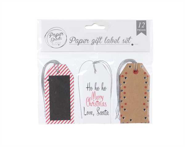 CONFEZ 12ETICHETTE PER AUGURI DA APPENDE 3ASS.4X8.5CM WH/RED