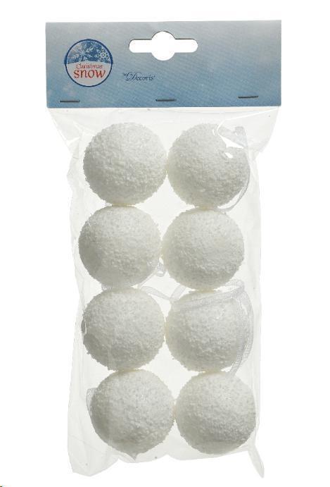 CONFEZIONE 8 PALLINE DI NEVE DIA4CM BIANCHE