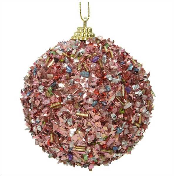 PALLINA NATALE PLASTICA DIA8CM PINK MULTICOLOUR