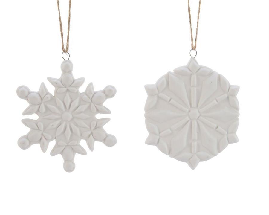 FIOCCO DI NEVE IN PORCELLANA DA APPENDERE 2ASS 9X0.5CM WHITE