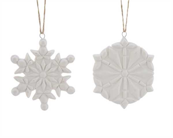 FIOCCO DI NEVE IN PORCELLANA DA APPENDERE 2ASS 9X0.5CM WHITE