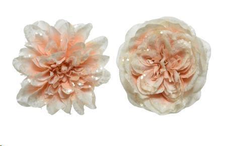 FIORE BIANCO E ROSA CON GLITTER DIA15-H5CM