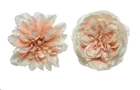 FIORE BIANCO E ROSA CON GLITTER DIA15-H5CM