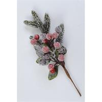 RAMO FROSTED BACCHE E PIGNE INDOOR CM.24H GREEN/RED