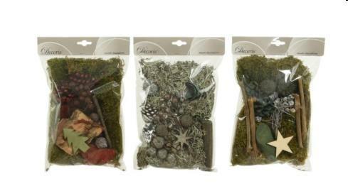 DECO SET MOSS DECO 3COL ASSNATURAL/COLOUR(S)L4.00-W18.00-H22