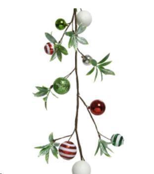GHIRLANDA CON FOGLIE E PALLINE L5-W11-H120CM VERDE/ROSSO