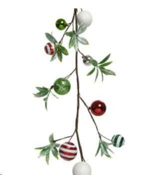 GHIRLANDA CON FOGLIE E PALLINE L5-W11-H120CM VERDE/ROSSO