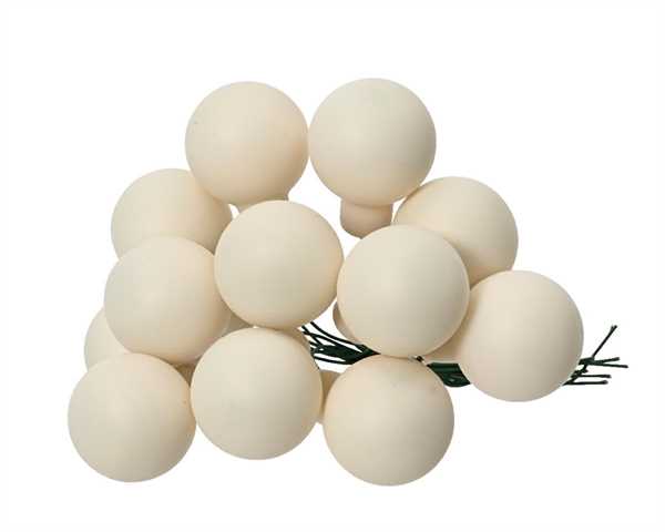 GRAPPOLO 12 PALLINE NATALE VETRO DIA2,5CM WOOL WHITE OPACO