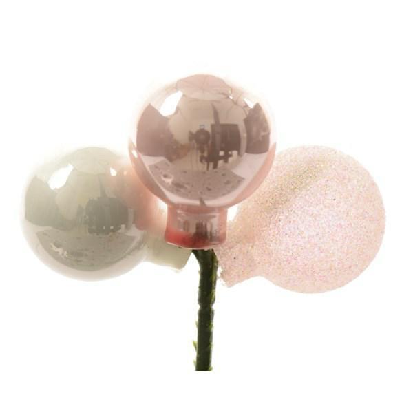 CONFEZIONE 48 MAZZETTI 3 PALLINE NATALE VETRO DIA2,5CM ROSA