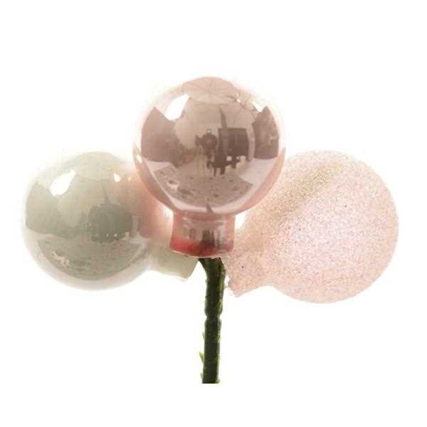 CONFEZIONE 48 MAZZETTI 3 PALLINE NATALE VETRO DIA2,5CM ROSA