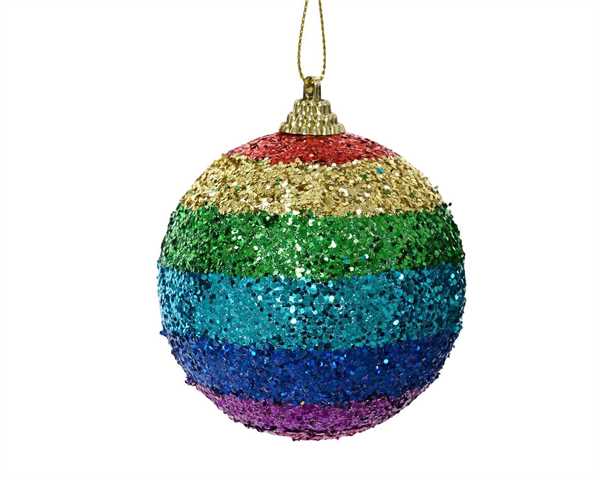 PALLINA NATALE PLASTICA DIA8CM GLITTER RAINBOW