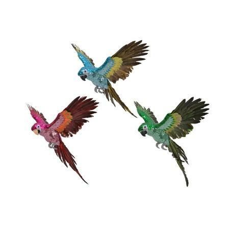 UCCELLINI CON PAILLETTES E GLITTER 3 ASS 22X40X16CM