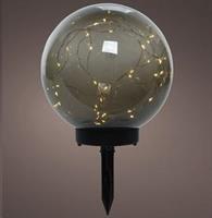 SFERA MICROLED CON PALO A EN.SOL. GRIGIA D30-H38CM L.CALDA